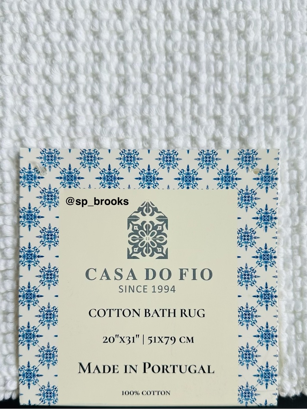 🎁CASA DO FIO Bath Rug by Piscatextil -Made in Portugal Cotton Rug White -20”x31”